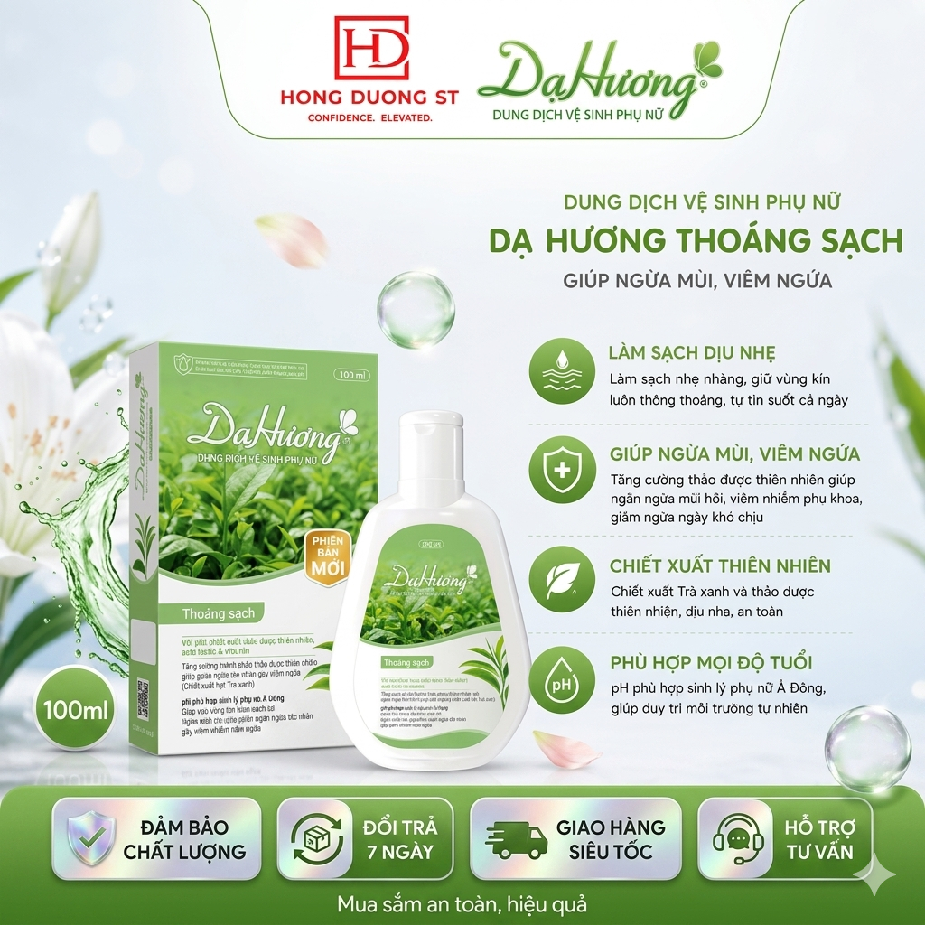 Dung Dịch Vệ Sinh Dạ Hương Thoáng Sạch - Giúp Ngừa Mùi & Viêm Ngứa - DDVS Dạ Hương Xanh Lá 100ml Chí