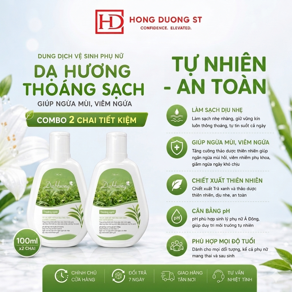 Combo 2 Chai Dung Dịch Vệ Sinh Dạ Hương Thoáng Sạch - Giúp Ngừa Mùi & Viêm Ngứa - DDVS Dạ Hương Xanh