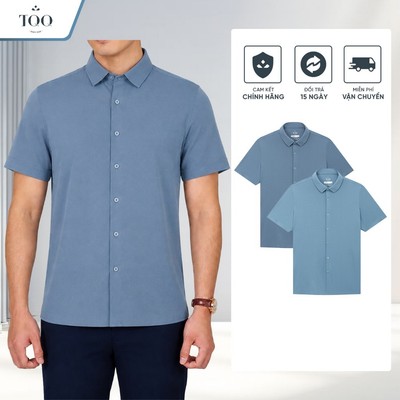 Áo Sơ Mi Ngắn Tay Thun Lạnh Co Giãn Không Nhăn TQQ  SMK24C - SMK25C