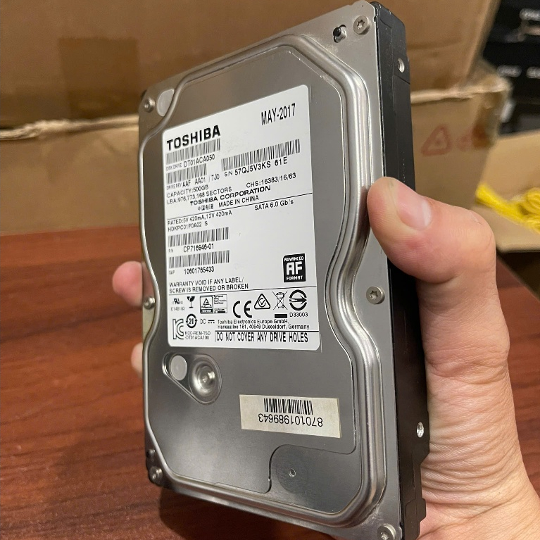 HDD Toshiba 500GB SATA – Ổ Cứng 500G Cho PC, Laptop, Lưu Trữ Dữ Liệu camera qua sử dụng sức khỏe 100