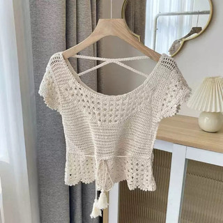 ACD-Áo nữ chui đầu, nhiều mẫu, dùng trong dã ngoại, đi biển, dệt kim từ sợi nhân tạo cánh tiên rút dây rút eo