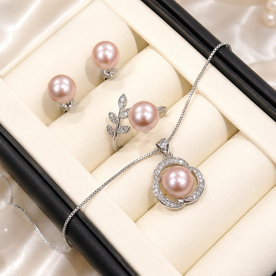 Bộ Trang Sức Ngọc Trai Màu Hồng 4 Món Trẻ Trung, Dễ Thương - Ngọc Trai Trường Thịnh