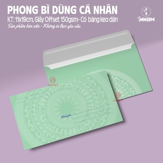 Phong bì Xanh Lá - Giấy Offset dày 150gsm, KT: 11x19cm,có sẵn băng keo dán
