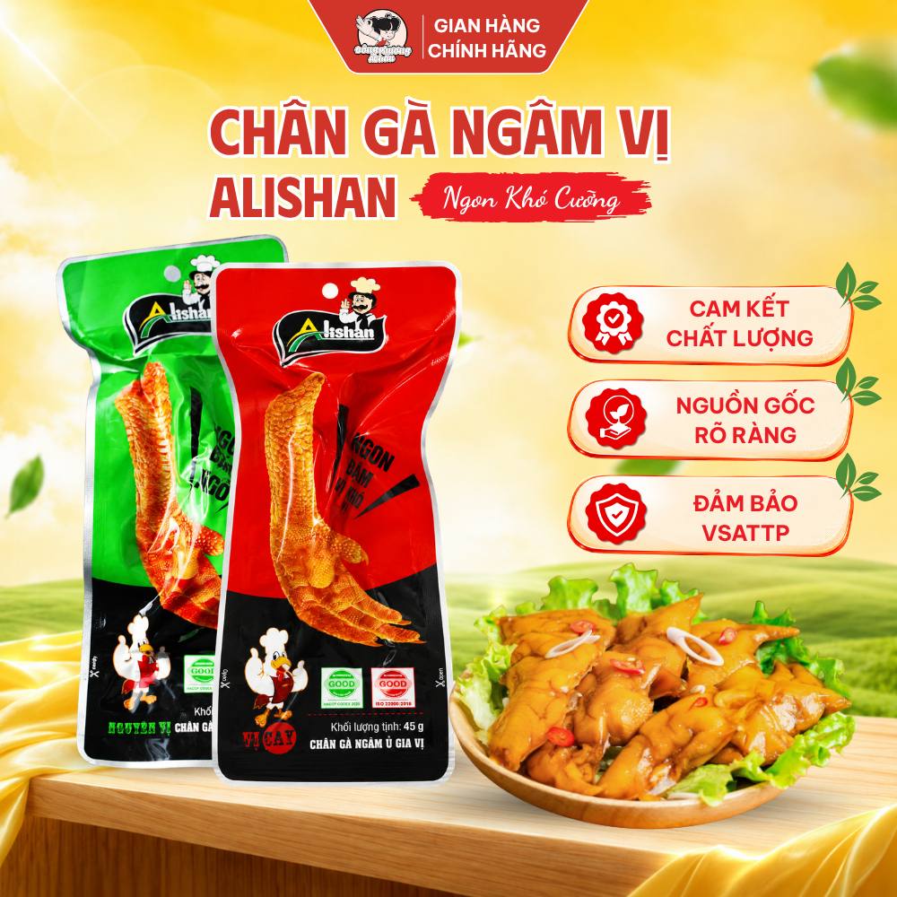 Chân Gà Cay Tê Alishan Ủ Gia Vị Xì Dầu Gói 45g Đồ Ăn Vặt Ngon Giòn Sần Sật Chính Hãng