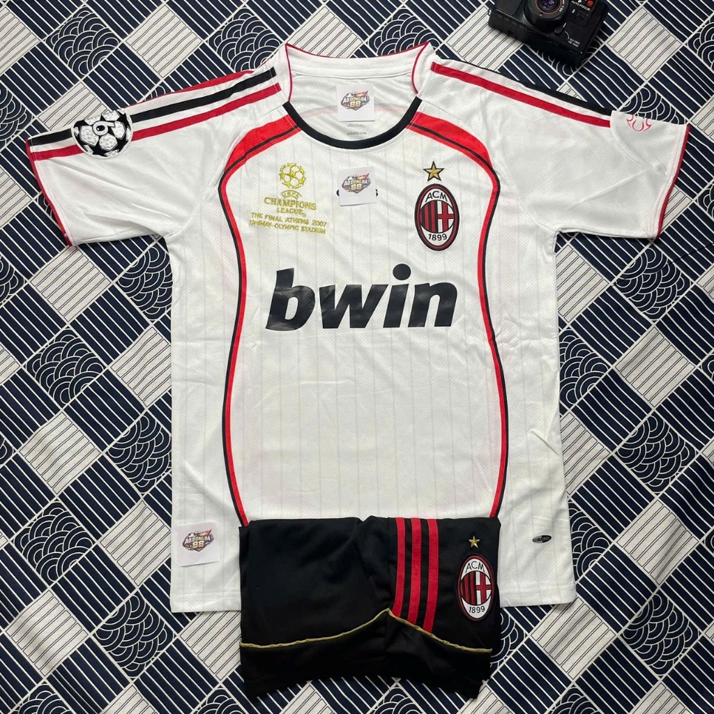 Bộ quần áo bóng đá CLB AC MILAN RETRO 2007 TRẮNG - VẢI THÁI CAO CẤP