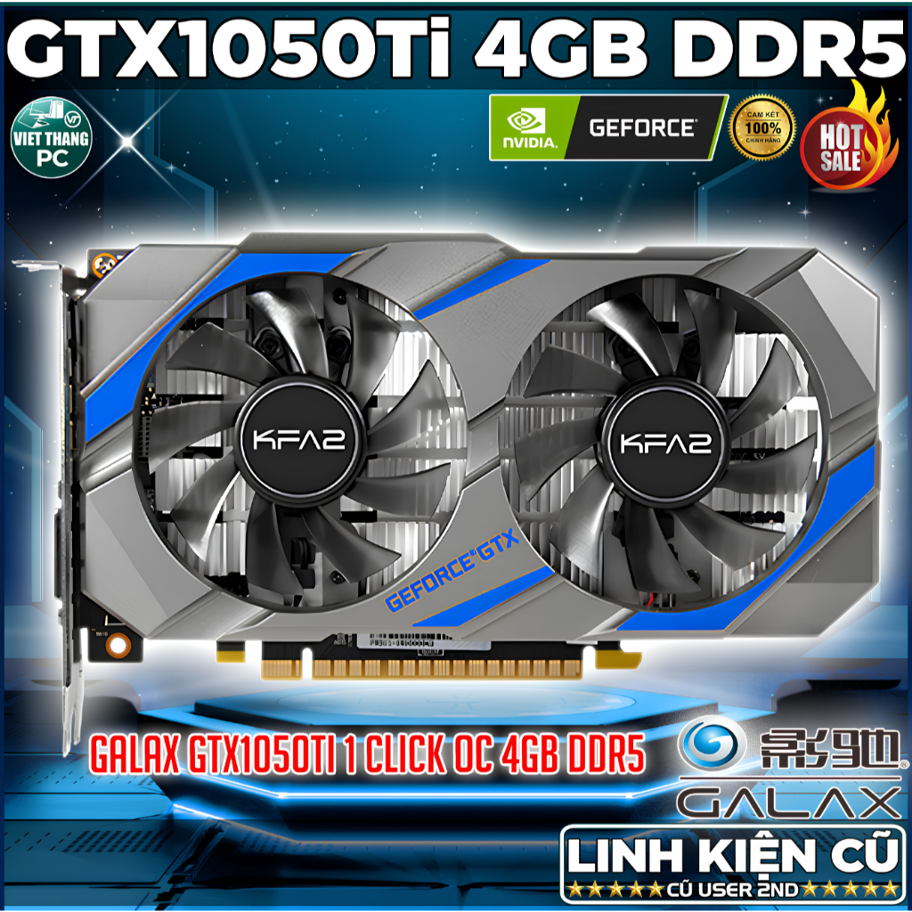 VGA - Card Màn Hình Galax GTX1050Ti 1 Click OC 4GB DDR5 VGA Cũ đã qua sử dụng còn đẹp ( Cũ - 2nd )