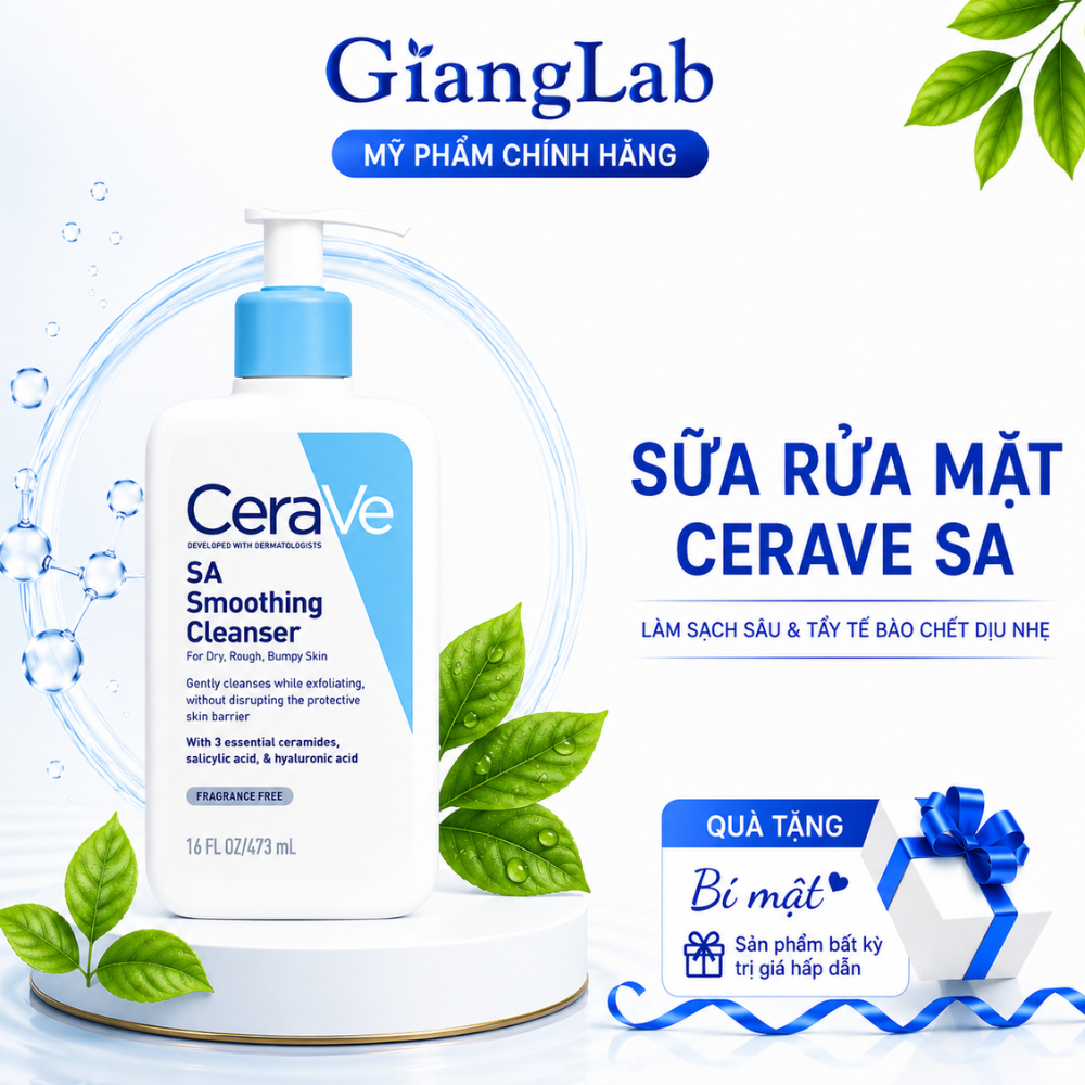 Sữa Rửa Mặt CeraVe SA Smoothing Cleanser Tẩy Tế Bào Chết Giảm Mụn Ẩn Cho Mọi Loại Da 473ml