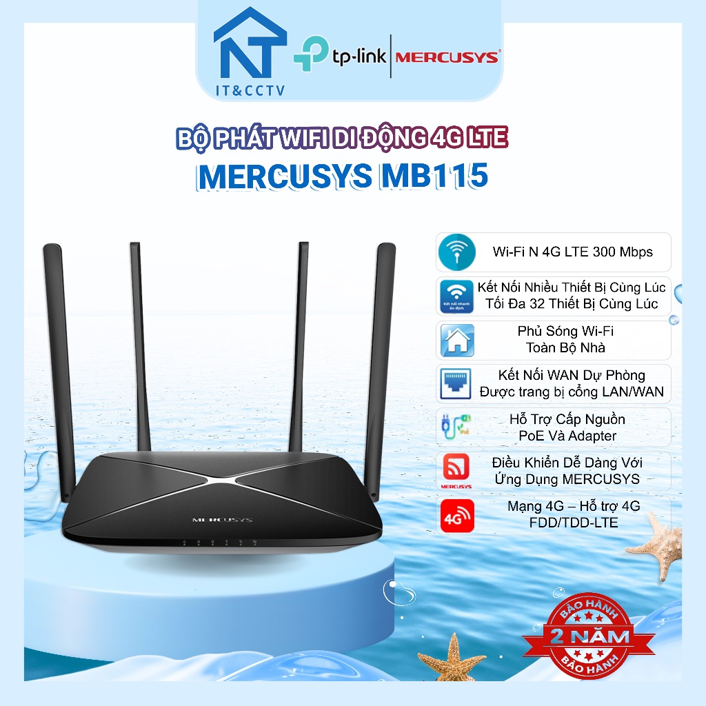 MERCUSYS MB115-4G MB235-4G Router 4G LTE WiFi N/AC1200 Gigabit Băng Tần Kép