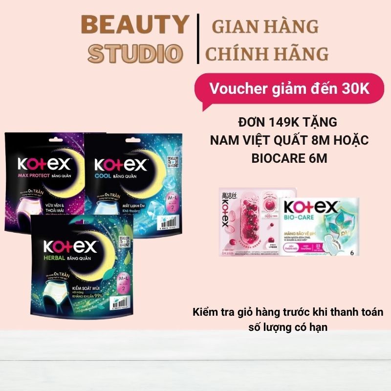 Băng vệ sinh Kotex đêm dạng quần nhiều cỡ M/L/XL
