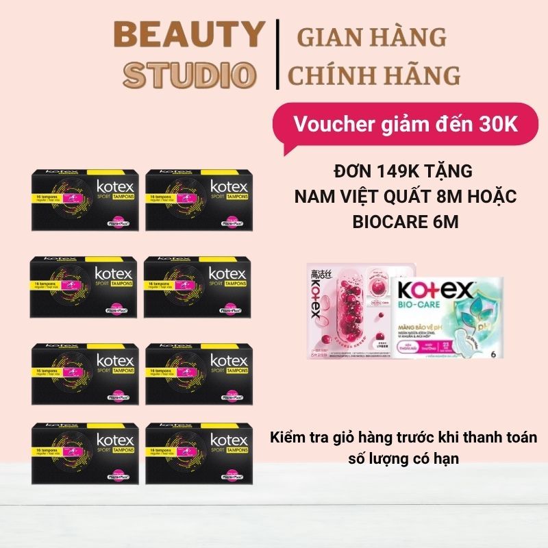 [KÈM QUÀ TẶNG] Thùng 12 hộp Tampon Kotex 16 que/hộp