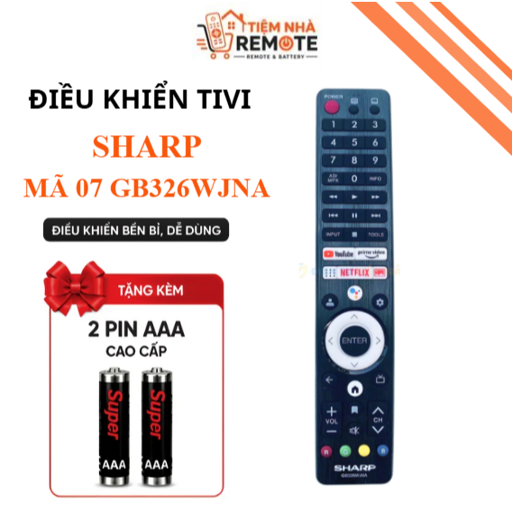 Remote điều khiển tivi SHARP Mã 07 GB326WJNA, Giọng nói, điều khiển TV SHARP internet - Tiệm Nhà Rem