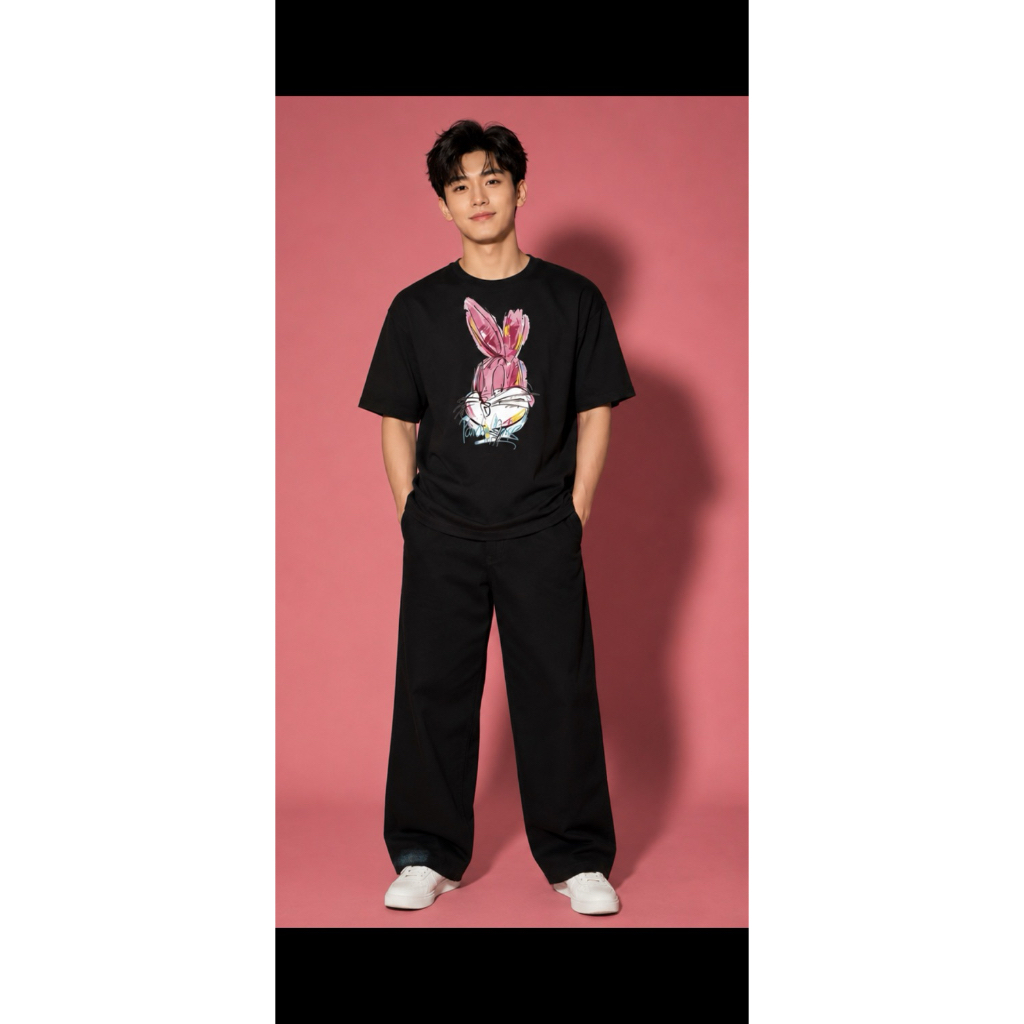 Áo Phông Boxy ECOCHIC In Lụa Áo Cổ Tròn Form Rộng In Hình Dễ Thương Chất Liệu Cao Cấp
