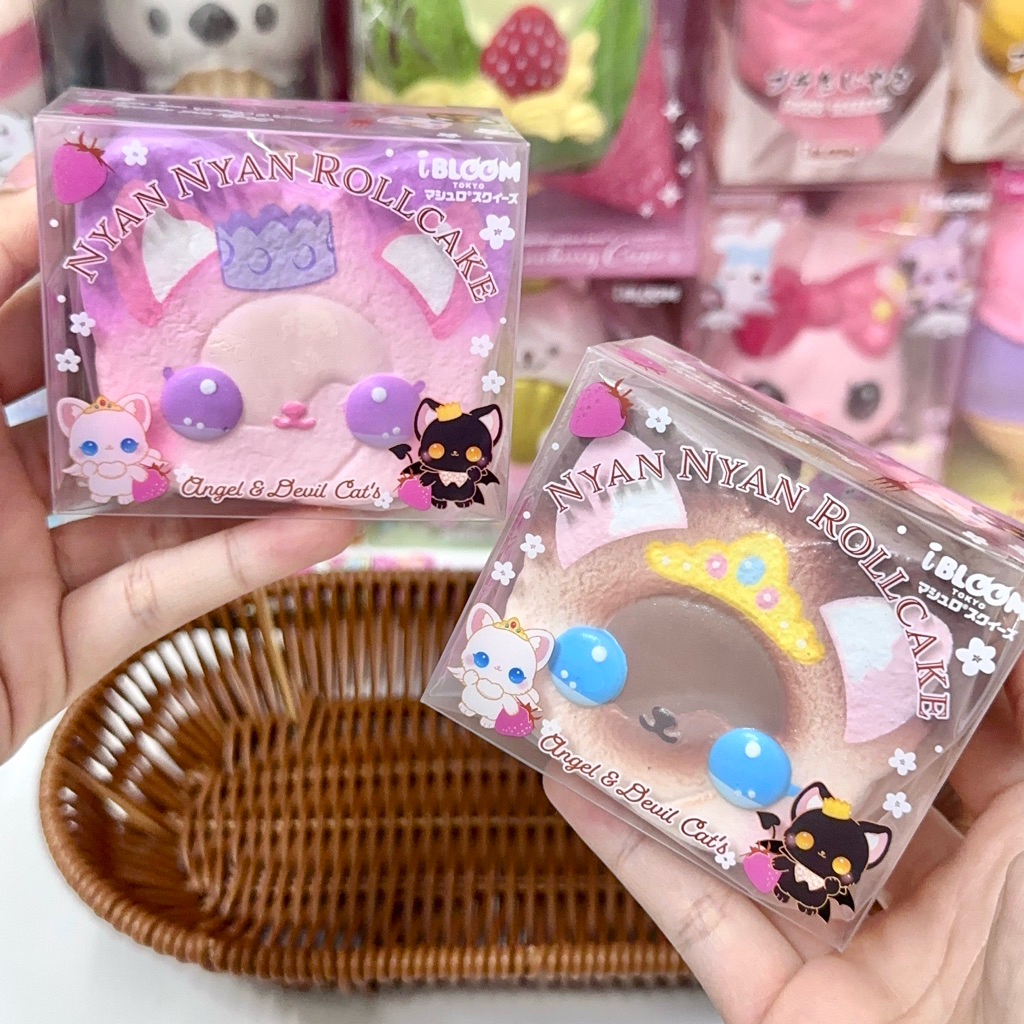 [M220] ĐỌC KỸ MÔ TẢ • iBLOOM Nyan Nyan Roll Cake 🐾 Angel & Devil Cat Squishy Mini Vintage Kawaii Col