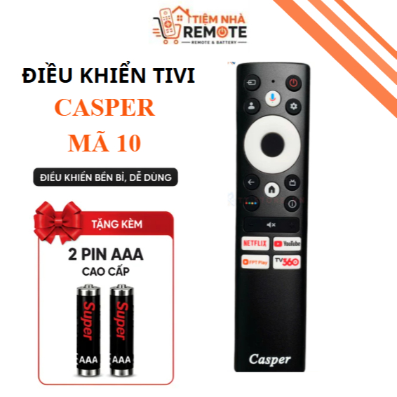 Remote điều khiển tivi Casper Mã 10, giọng nói, casper 43FGK610 - Tặng pin - Tiệm Nhà Remote