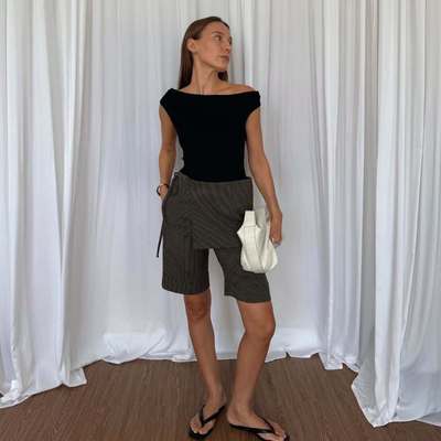 làminapparel - WRAP PANEL BERMUDA SHORTS