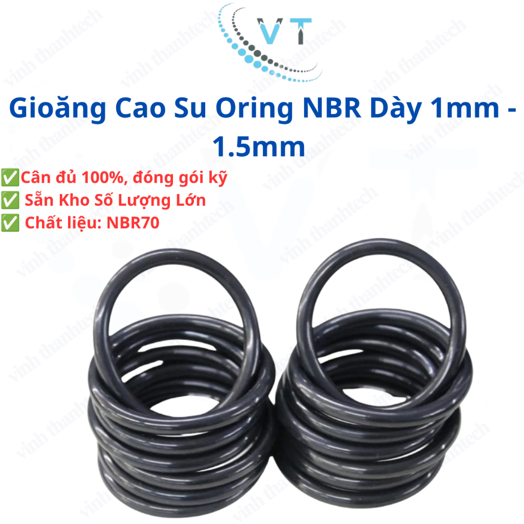 Gioăng Cao Su Oring NBR Dày 1mm - 1.5mm - Ron Cao Su Chịu Nhiệt, Kháng Dầu, Chống Rò Rỉ Đủ Size 4mm 