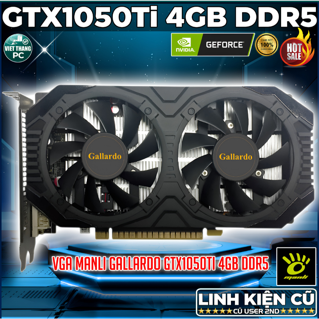 VGA - Card Màn Hình Manli Gallardo GTX1050Ti 4GB DDR5  2 fan đã qua sử dụng còn đẹp ( Cũ - 2nd )