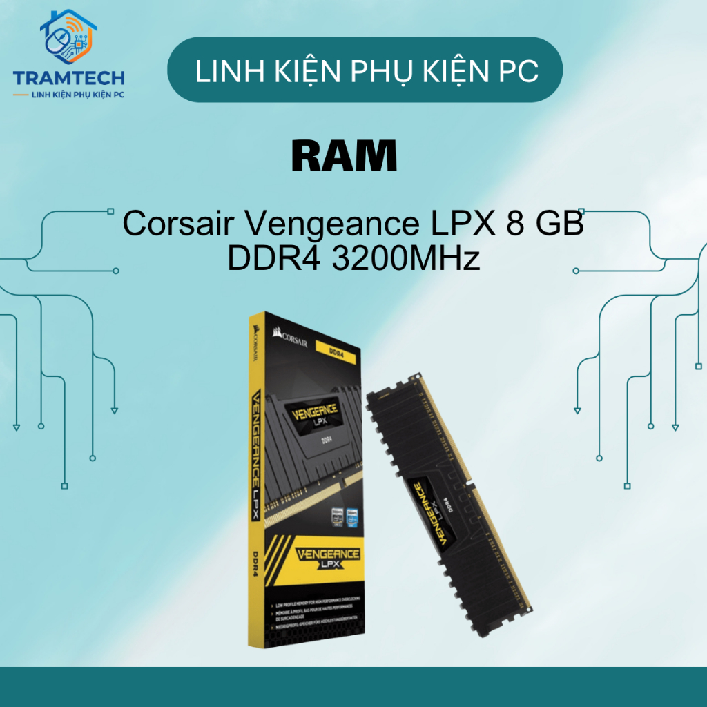 RAM Corsair Vengeance LPX 8 GB DDR4 3200MHz, Ram Nhập Khẩu Bảo Hành 36 Tháng