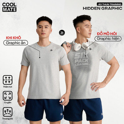 Áo thun nam cotton thể thao, tập gym training công nghệ mới hidden graphic Coolmate