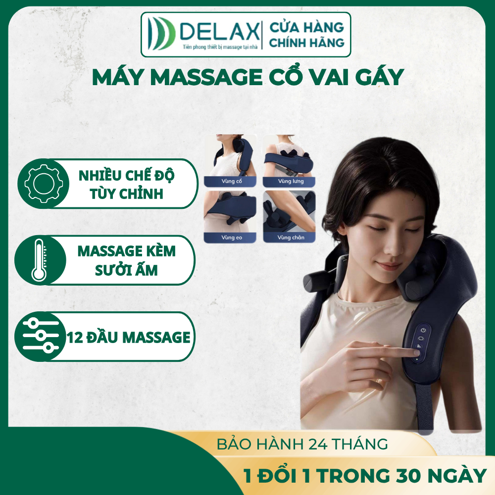 Máy Massage Cổ Vai Gáy DELAX MMC01 – 10 Đầu Massage, Chườm Nóng Trị Liệu, Thư Giãn Hiệu Quả