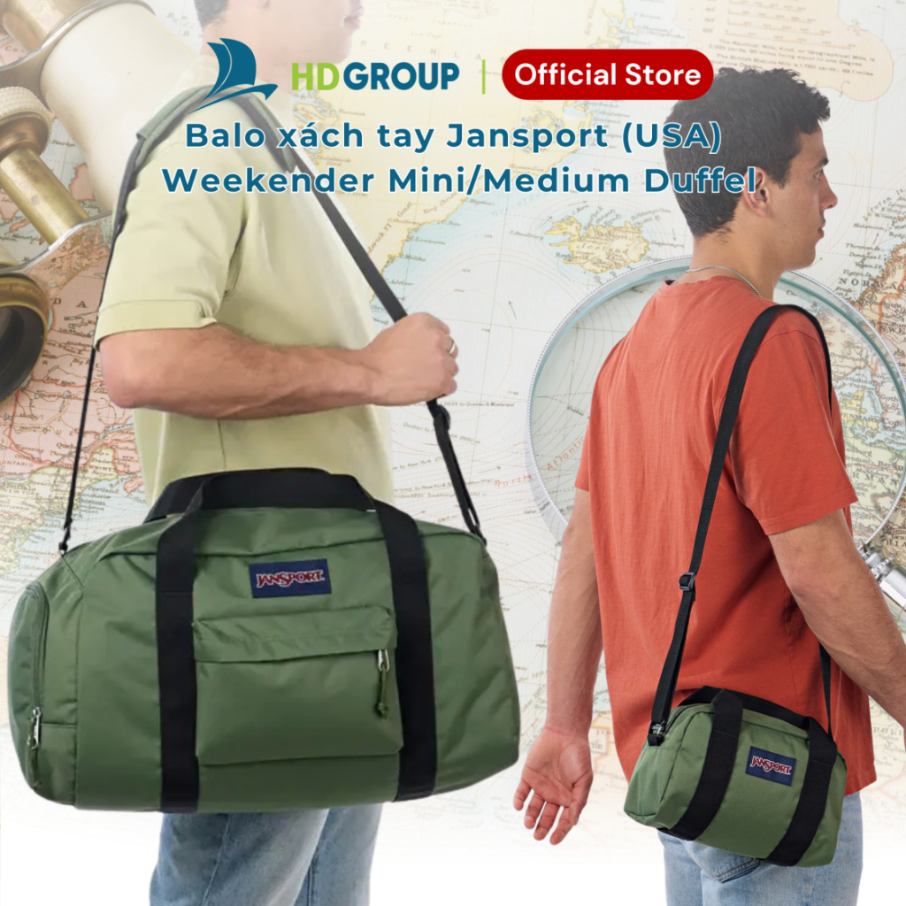 Balo xách tay Jansport (USA) Weekender Mini/Medium Duffel chính hãng 2 kích cỡ, dành cho những chuyế