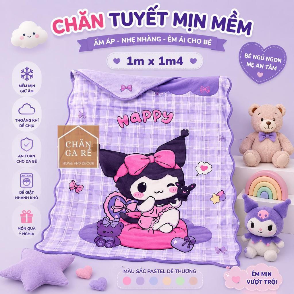 Chăn cho bé đi học tuyết nhung sữa siêu mềm mịn loại 1 chăn dành cho bé trai bé gái đắp 4 mùa, kích 
