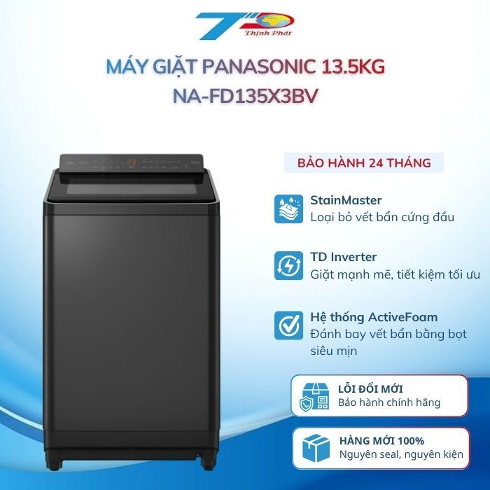 Máy Giặt Panasonic 13.5kg Lồng Đứng Giặt Sạch Vượt Trội Tiết Kiệm NA-FD135X3BV|Bảo Hành Chính Hãng