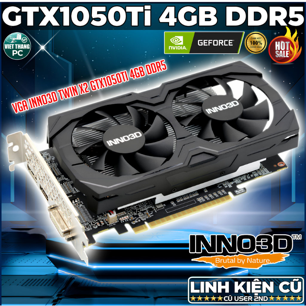 VGA - Card Màn Hình Inno3D GTX1050Ti 4GB DDR5 Twin X2 2 Fan VGA Cũ đã qua sử dụng đẹp ( Cũ - 2nd )
