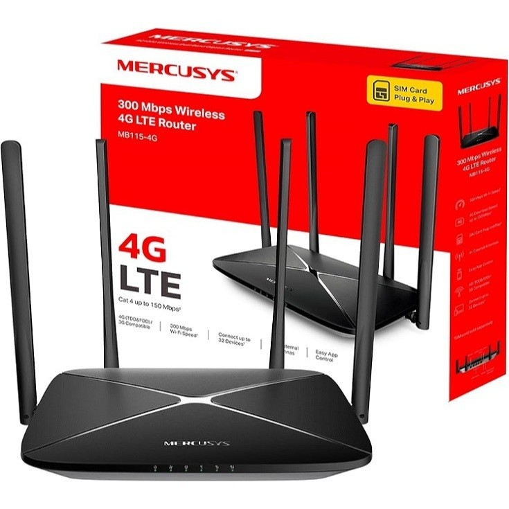 Bộ Phát WiFi Router Mercusys 4G LTE 300Mbps MB115-4G