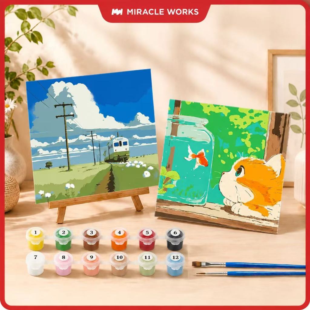 MW Tranh Tô Màu Theo Số Hóa có Khung, kèm combo dụng cụ,Tranh Sơn Dầu Tổng Hợp Nhiều Mẫu Wall Decoration DIY Painting