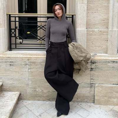 làminapparel - TEXTURED KNIT HOODED TOP