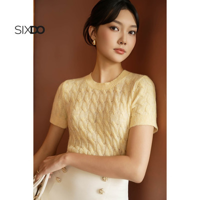 Áo kiểu dệt kim vặn xoắn SIXDO (Cable Knit Blouse)