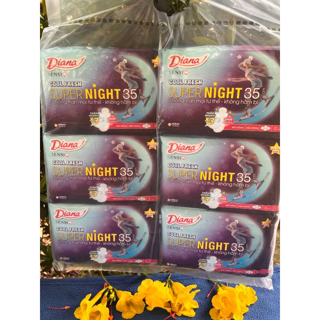 HCM- Combo 6 Gói Băng Vệ Sinh Diana Sensi Cool Fresh Super Night 35cm - Diana Sensi Cool Fresh Ban Đ