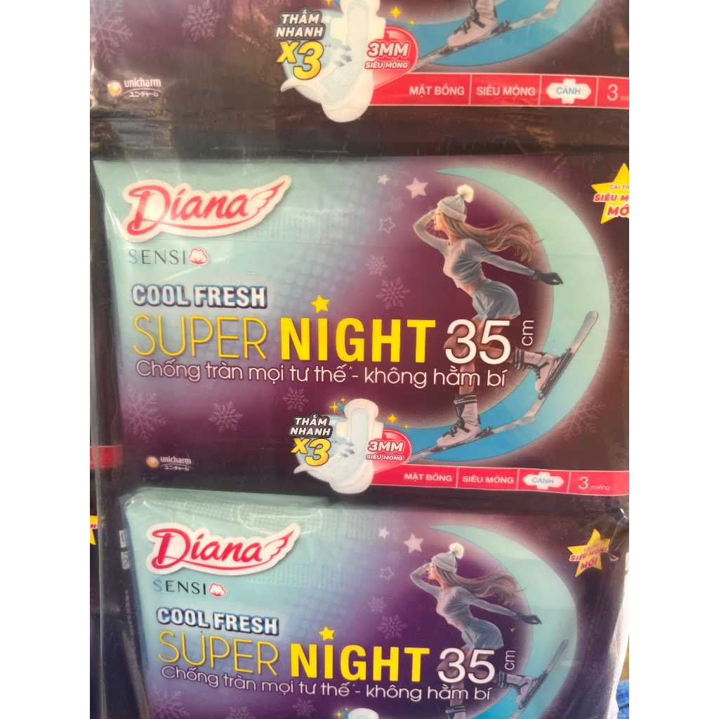 1 Gói Băng Vệ Sinh Diana Sensi Cool Fresh Super Night 35cm -Diana Sensi Cool Fresh Ban Đêm 35cm