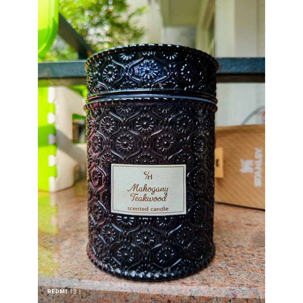Hũ nến thơm thủy tinh hương gỗ Mahogany Teakwood