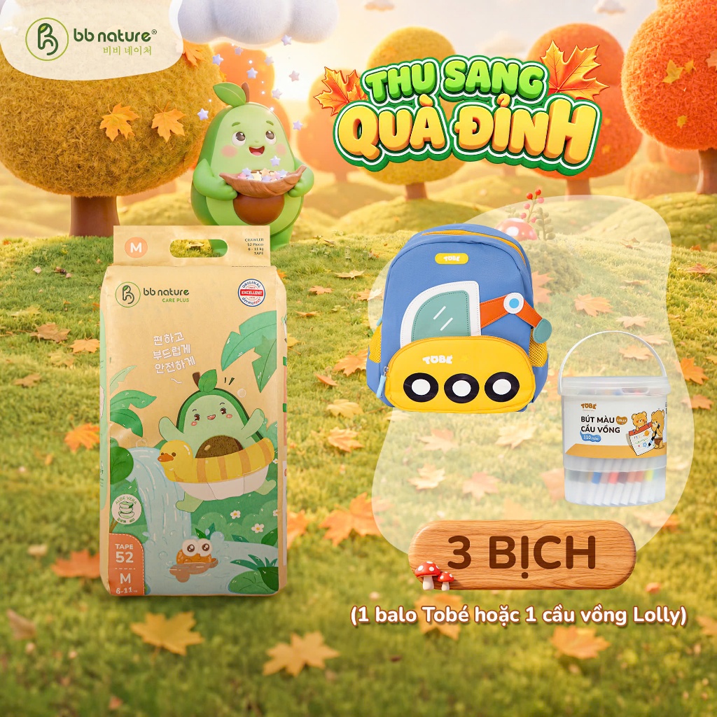 [BB NATURE CARE PLUS] COMBO 3 Bịch Tã - Bỉm Cải Tiến Vượt Trội BB Nature Care Plus