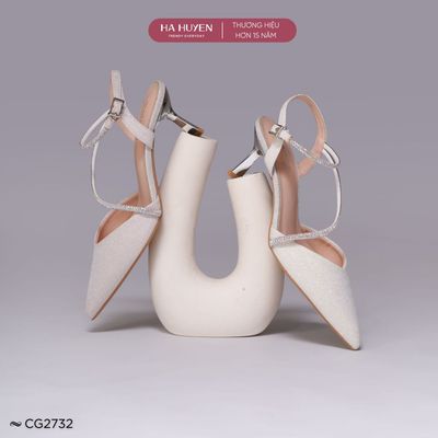 Giày cao gót nữ HÀ HUYỀN nhũ mũi nhọn quai đá gót nhọn 6cm - CG2732