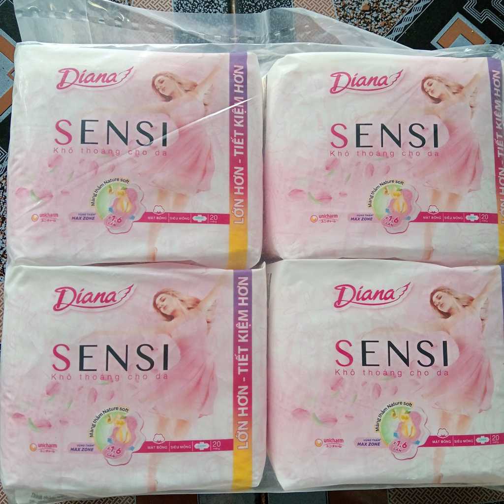 [Gói Lớn 20 Miếng]- Combo 4 Gói Diana Sensi Khô Thoáng Cho Da 20 Miếng - Diana SenSi Siêu Mỏng Cánh 
