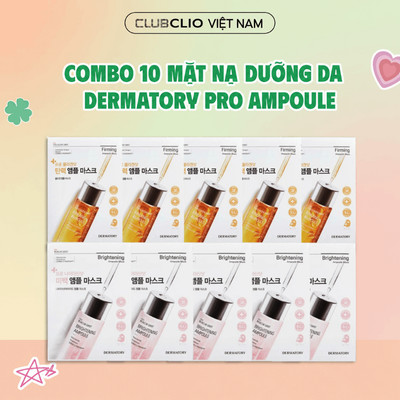 [Săn Deal] Combo 10 Mặt Nạ Dưỡng Da Dermatory Pro Ampoule Mask 34g (Niacin,Collagen)