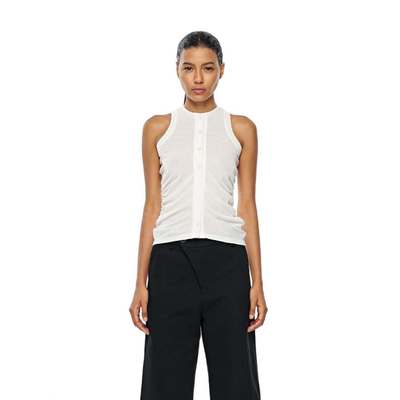 làminapparel - SHEER KNIT BUTTON UP TANK TOP