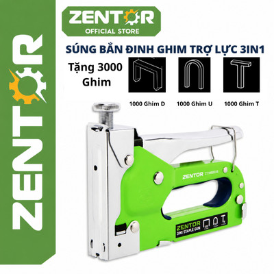 [Tặng 3000 Ghim] Máy bắn đinh ghim trợ lực 3in1 Zentor Cao Cấp -  Ghim gỗ, ghim dây điện, ghim cửa đa năng