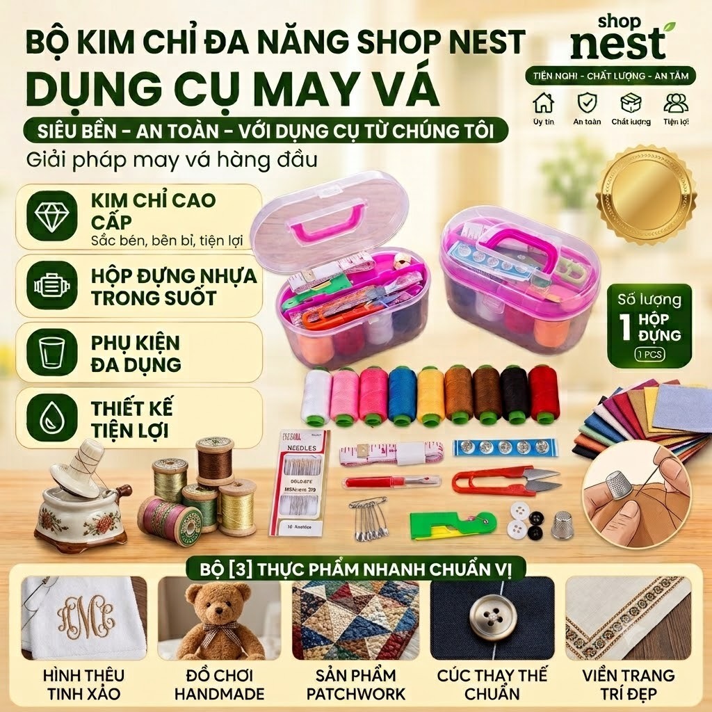 bộ kim chỉ đa năng 50 món tiện lợi KC50