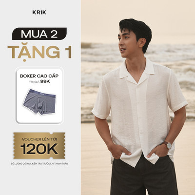 [KRIK x Bình An] Áo Sơ Mi Nam KRIK Form Classic Chất Liệu  Thoáng Mát Thiết Kế Cổ Cuba Tinh Tế SC3323