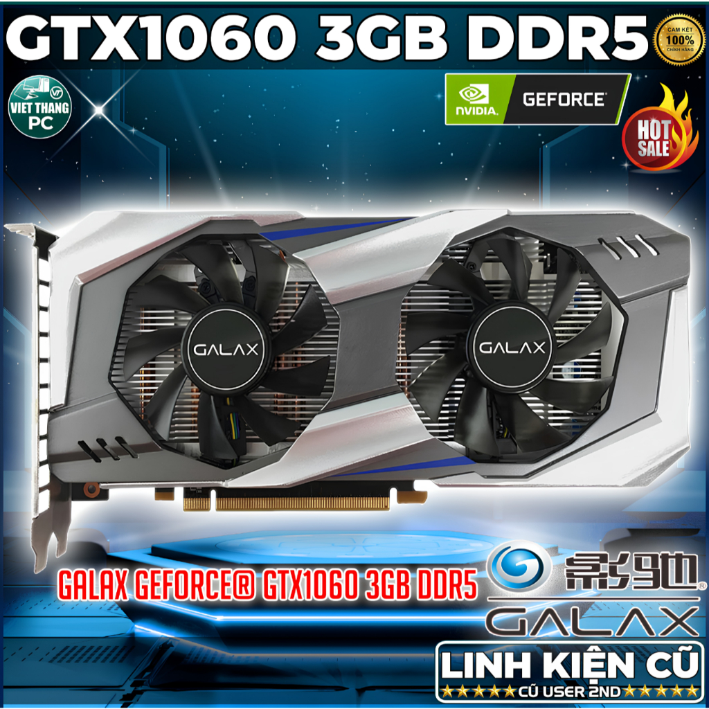 VGA - Card Màn Hình Galax GTX1060 3GB DDR5 2 Fan VGA cũ đã qua sử dụng ( Cũ - 2nd )