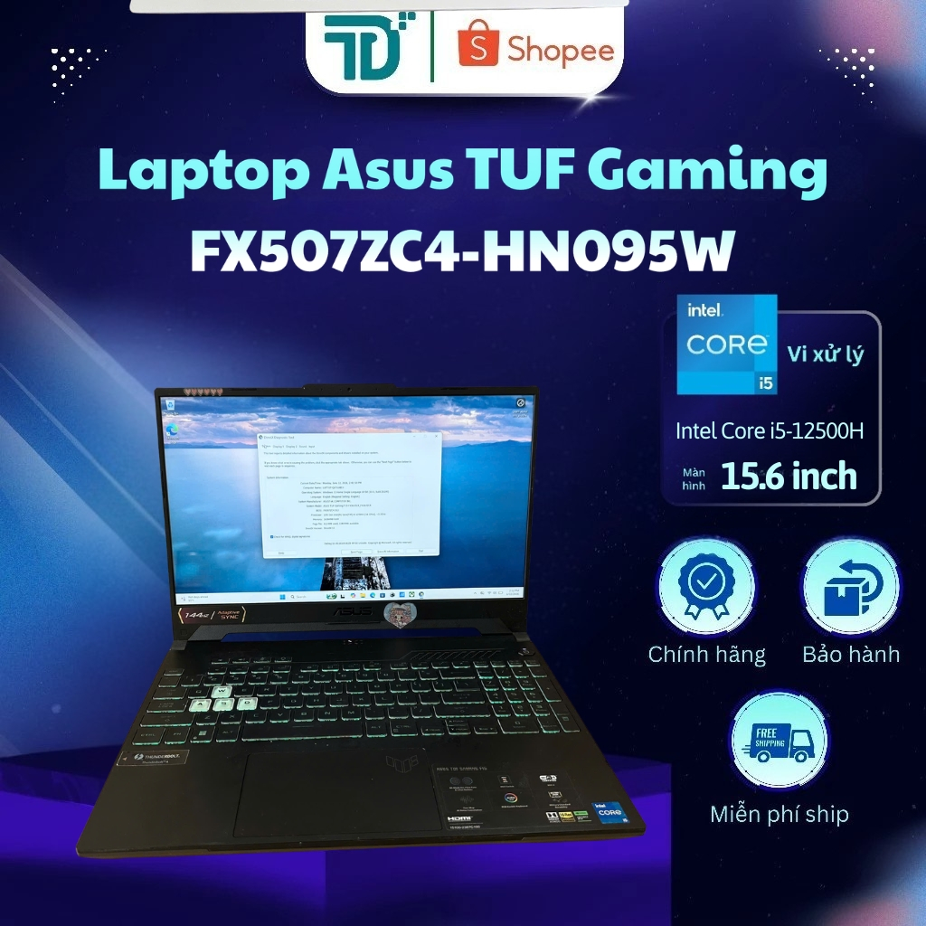 Laptop Asus Tuf Gaming F15 FX507ZC4 i5-12500H/16/512GB RTX3050 4GB 15.6 inch Đen - Laptop cũ