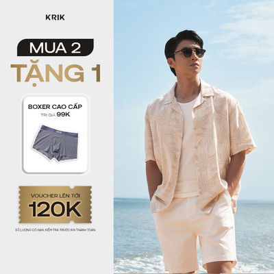 [KRIK x Bình An] Áo Sơ Mi Nam KRIK Form Classic Chất Liệu Thoáng Mát Thiết Kế Cổ Cuba Họa Tiết SC3357