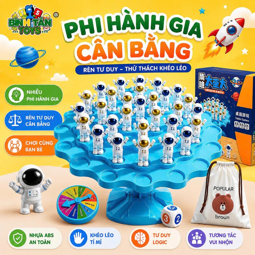 Broad Game Đồ Chơi Phi Hành Gia Cân Bằng Pandatoys,Bộ Đồ Chơi Tương Tác Vui Nhộn Cho Bé Trai Gái