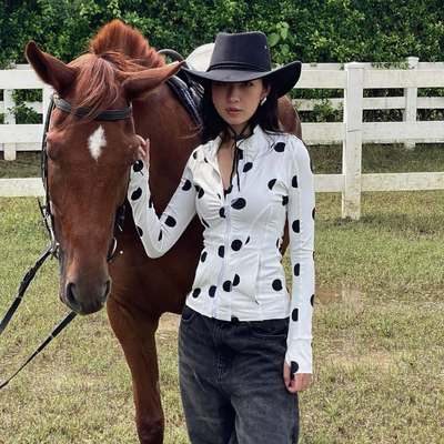 làminapparel - DOTTED ZIP LONG SLEEVE TOP