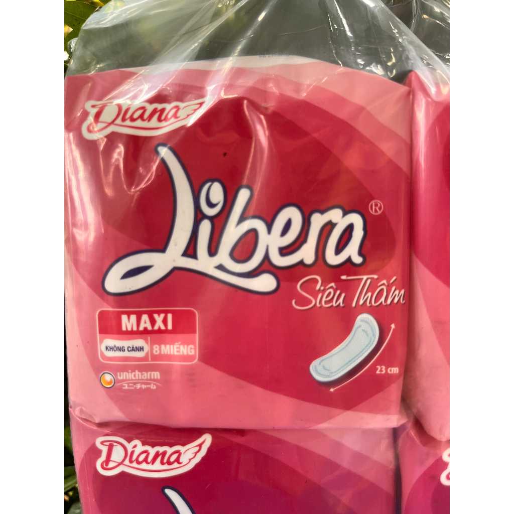 HCM- 1 Gói Băng Vệ Sinh Diana Libera Siêu Thấm Maxi Không Cánh (Libera Không Cánh)23cm-8 Miếng/Gói -