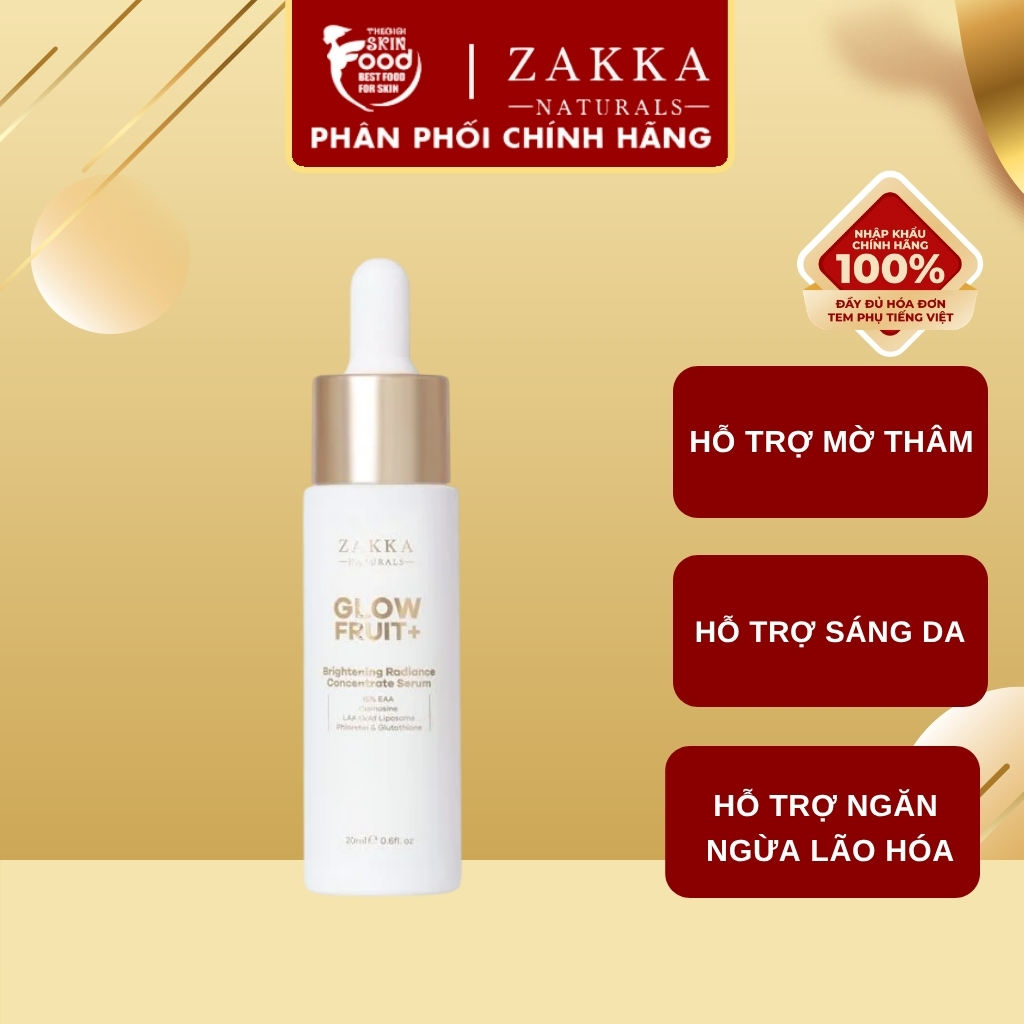 Serum Vitamin C hỗ trợ dưỡng sáng, đều màu da Zakka Naturals GlowFruit+ Brightening Radiance Concent